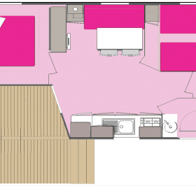 Lodge 4 personnes 26 m² - plan intérieur