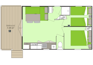 Cottage bay 5 personnes - plan