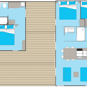 Cottage Keywest 6 personnes deux lodges - plan Cottage Keywest 6 personnes deux lodges - plan
